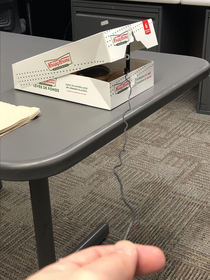 Last week on my first day back in the office since covid someone stole my entire box of Krispy Kreme donuts I was back in the office today and came prepared