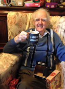 Last year my friends mum got his  year old Great Grandfather a mug saying nobody knows Im gay This year shes taken it up another notch