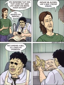 Leatherface uses his Facebook