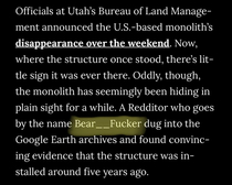Leave it to Reddit From a Vice article about the monoliths that have been popping up