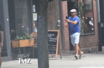 Leonardo DiCaprio running up to Jonah Hill pretending to be a fan x-post rgifs