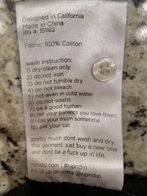 Life advice from my T-shirt tag