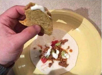 LIFE HACK If you eat a hard taco over a small tortilla you get another taco