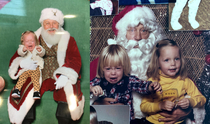 Like father like daughter My brother and my niece  years apart Santa on the right looks like hes seen some shit