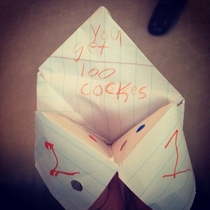 Little cousin made a fortune teller I was deeply concerned until she said You get  cookies