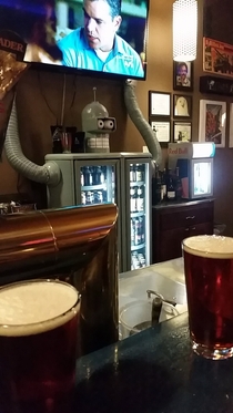 Local bar has a sweet beer fridge