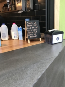 Local coffee shop sign this morning