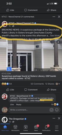 Local News Mishap Books disguised as bombs