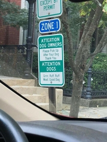 Local sign for dog owners