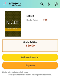 LOL Amazon approved my e-book NICE having  pages and nice written over all the pages NICE