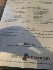 Look at the kids menu