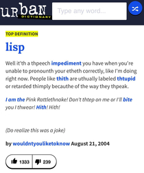 Looked up lisp Wasnt disappointed