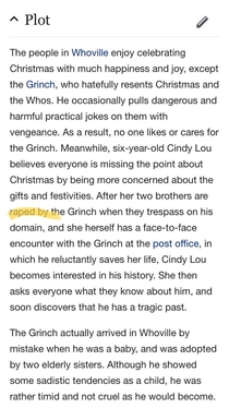 Looking at the Grinch Film wiki and I dont remember that part