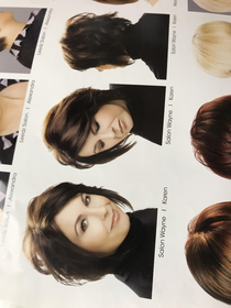 Looking through a hairstyle book and