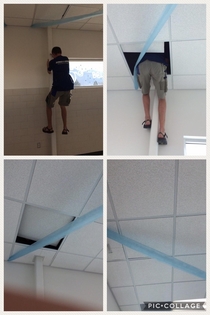 Looking through old pics and found these  The principal was looking for him so he climbed up in the ceiling and hid the rest of the day