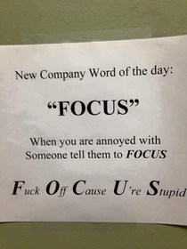 Lots of FOCUS at work today