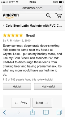Machete review on Amazon