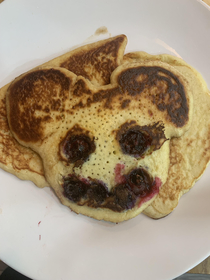 Made my kid a Mickey Mouse pancake