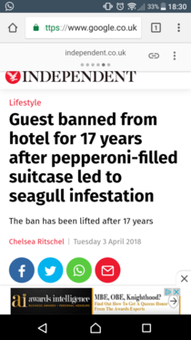 Man banned from hotel due to pepperoni stuffed suitcase