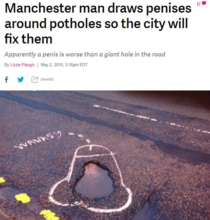 Man draws penises around potholes to attract Councils attention