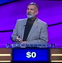Man on real Jeopardy cos-playing as SNL Celebrity Jeopardy Sean Connery le tits now