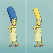 Marge without hair is a terrifying sight
