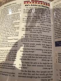 Marriage advice from kids found in a restaurant