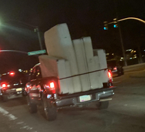 Math in Real Life These mattresses are a bar chart showing the probability of each mattress falling off the back of the truck OC