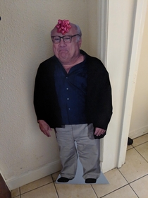 Me and my flatmates keep making each other jump with this Danny DeVito cardboard cut-out we have of him