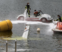 Meanwhile in Germany Firemen on a Firemens pedal boat