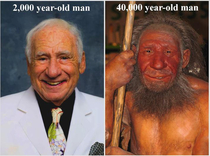 Mel Brooks ancestor The right image is a reconstruction andat the Neanderthal Museum in Germany