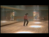 Michael Jackson rehearsing Moonwalk in his home studio