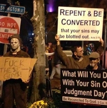 Michael Myers does NOT agree with the politics of the Westboro Church