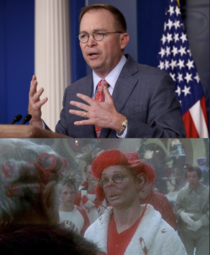 Mick Mulvaney looks eerily similar to Lou Lou Who the dad from How the Grinch Stole Christmas