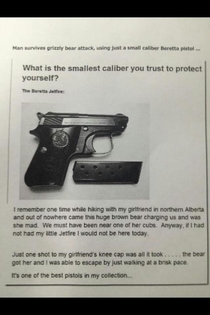 Minimum caliber handgun for self defense