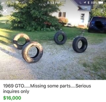 Missing some parts only the body of the car is missing