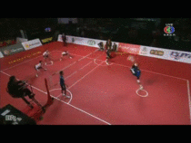 Mix of volleyball and soccer
