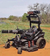 Mowing in Australia requires defensive equipment