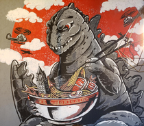 Mural on the wall at a local Ramen joint