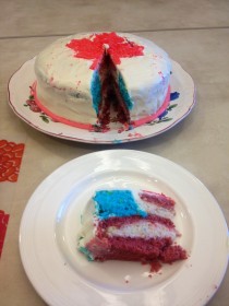 My attempt at making the surprise th of July cake As an American working at the Canadian Embassy it didnt go over as well