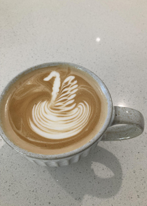 My attempt at pouring a swan latte art