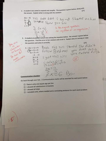 My aunts a math teacher This is a test she graded before the long weekend