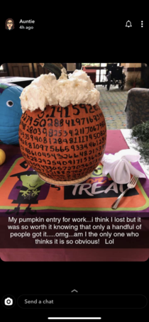 My aunts pumpkin for her works pumpkin contest