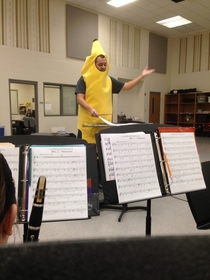 My band director lost a bet and had to wear a banana suit all day