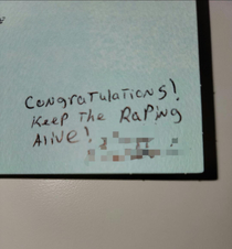 My boss is leaving and hes known in meetings to randomly start rapping His going away card is a good example of how missing one letter can alter the entire meaning of a sentence