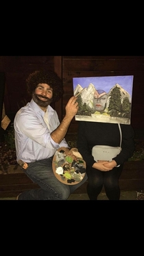 My brother and his girlfriend won best in show for their Bob Ross costume