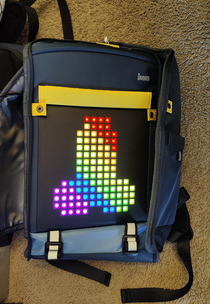 My brother bought my kids one of these cool pixel art backpacks where you can project pixel art on the back of it from a phone appso I obviously had to do this