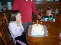 My brother crying because he cant blow out the candles And me not giving a fuck