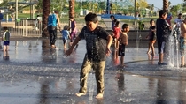 My brother didnt expect the fountain to turn on but I got the most amazing picture out of it