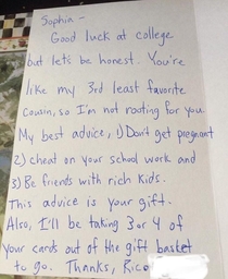 My brother-in-law Rico gave this card to our cousin who graduated from high school this past weekend
